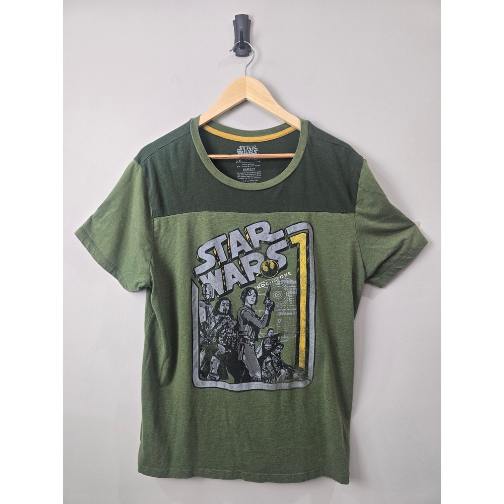 Star Wars Rogue One Mens 2XL Green Colorblock Graphic T-Shirt Jyn Erso RebelCrew